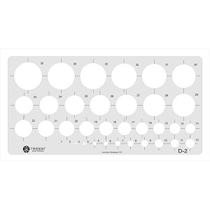  Gabarito Circulografo Milímetros 35 Círculos, Acrílico,Trident D-2