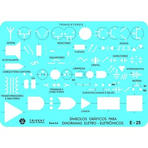 Gabarito de Símbolos Gráficos para Diagramas Eletroeletrônicos E-25, Trident