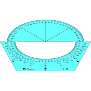 Gabarito de Transportador Isométrico, D-32 ,Trident, Acrílico