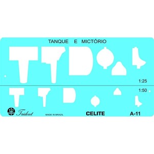 Gabarito Sanitários de Tanque e Mictório com Perfis Visto de Frente, de Cima e de Lado, A-11, Trident