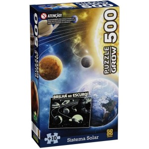 Puzzle 500 Sistema Solar Brilha no Escuro Quebra Cabeça Grow