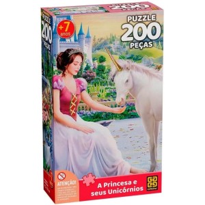 Puzzle 200 A Princesa E Seus Unicornios Quebra Cabeça Grow
