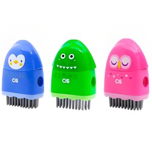 Apontador Criatic 3 em 1 com Borracha e Vassourinha CiS