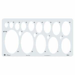 Gabarito Elipses com 18 Elipses de 10 a 100 mm MOD. D-4 Trident